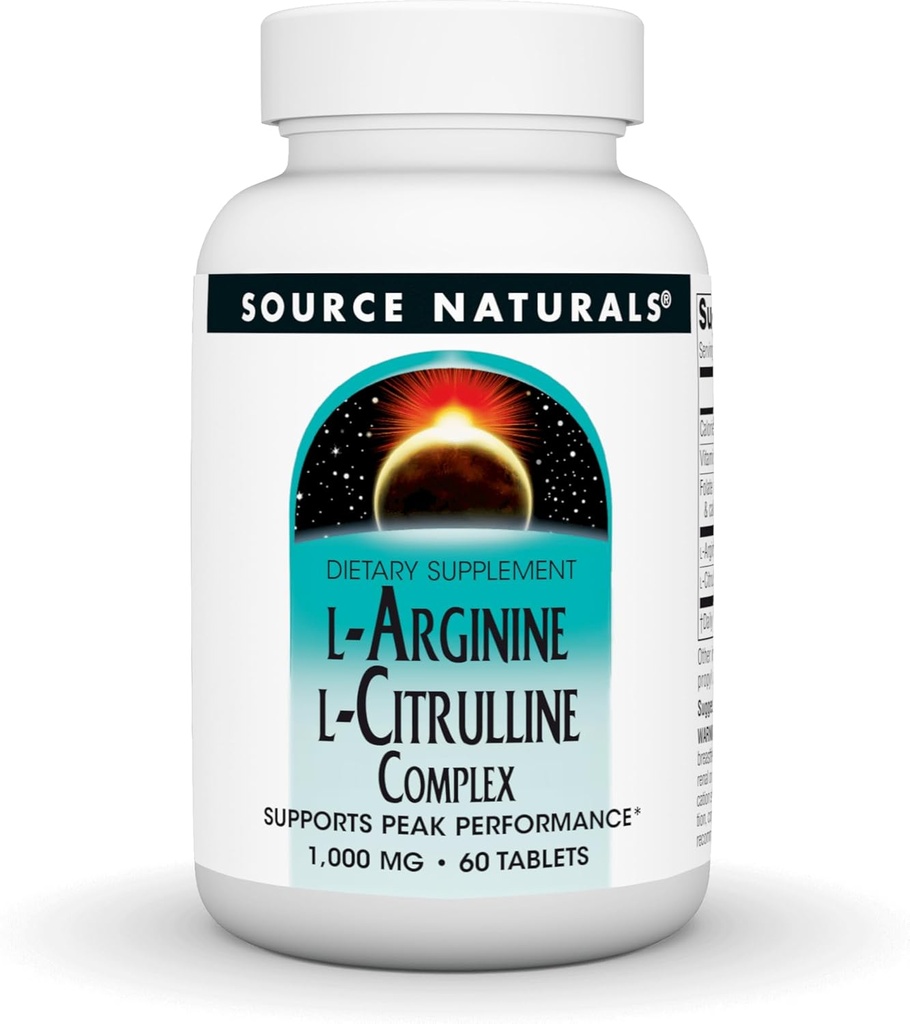 源のNaturals L-Arginine L-Citrullineの複雑な1000mgの精巣のアミノ酸の補足- 60のタブレット