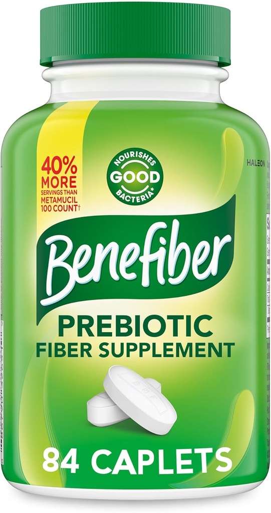 Benefiber Prebiotic Fiber Supplement Caplets, 84 Count