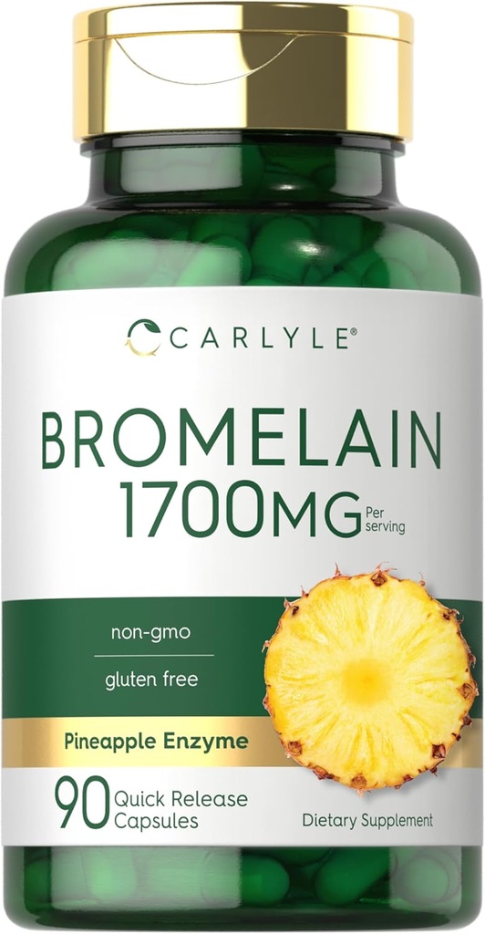 Carlyle Bromelain 1700 mg | 90カプセル | パイナップル酵素サプリメント | 非GMOとグルテンフリー