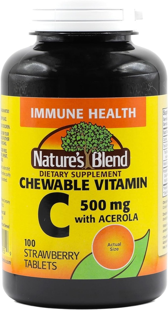性質のブレンドのビタミンCのChewable Acerolaのいちご500のmg 100のタブレット