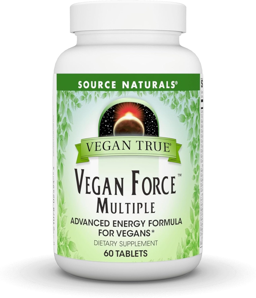 Source Naturals Vegan True, Vegan Force Multiple, Advanced Energy Formula for Vegans* - 60 Tablets