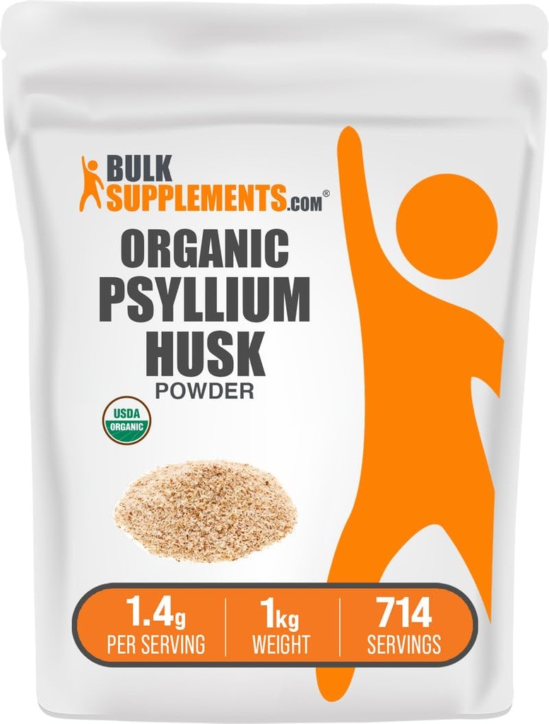 BulkSupplements.comオーガニックシリウムハスクパウダー - ベーキング用シリウムハスクパウダー、繊維のサプリメント - グルテンフリー、サービングあたり1.4g、1kg(2.2ポンド)(パッケージ1)