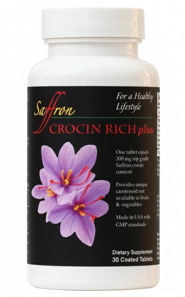 CROCIN RICH Plus - 25mgの高い純度クロシン、Saffronの健康上の利点の背後にある臨床的に研究された化合物と脳&メモリサポートサプリメント  焦点、気分、睡眠&死亡率 - 30錠