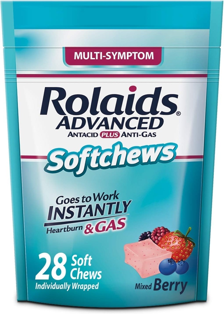 Rolaidsは反ガスのSoftchews、28の計算、混合されたベリー、炉心およびガスの救助のAntacidを高度に進めました