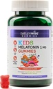 Naturewise Kids Melatonin Gummies 1 mg - 薬物なし, 子供のための睡眠補助金を形成する非習慣 4 & アップ - イチゴ風味のガーミーベア - ビーガン, グルテンフリー, 非GMO - 60 カウント[2ヶ月の供給]