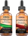 SBR Nutrition D3+K2 and B12 Bundle Vitamin D3K2 (MK7) Liquid Drops, Peppermint 1oz | Vitamin B-12 3000mcg Liquid Drops, 2oz | for Adults & Kids | Non-GMO, Gluten Free