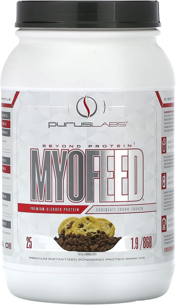 Purus Labs Myofeed Blended Protein | ウルトラフィルタリングウィイゾレート&コンセントレート | 溶着繊維&消化酵素 | 25 サービング(チョコレートクッキーランチ)