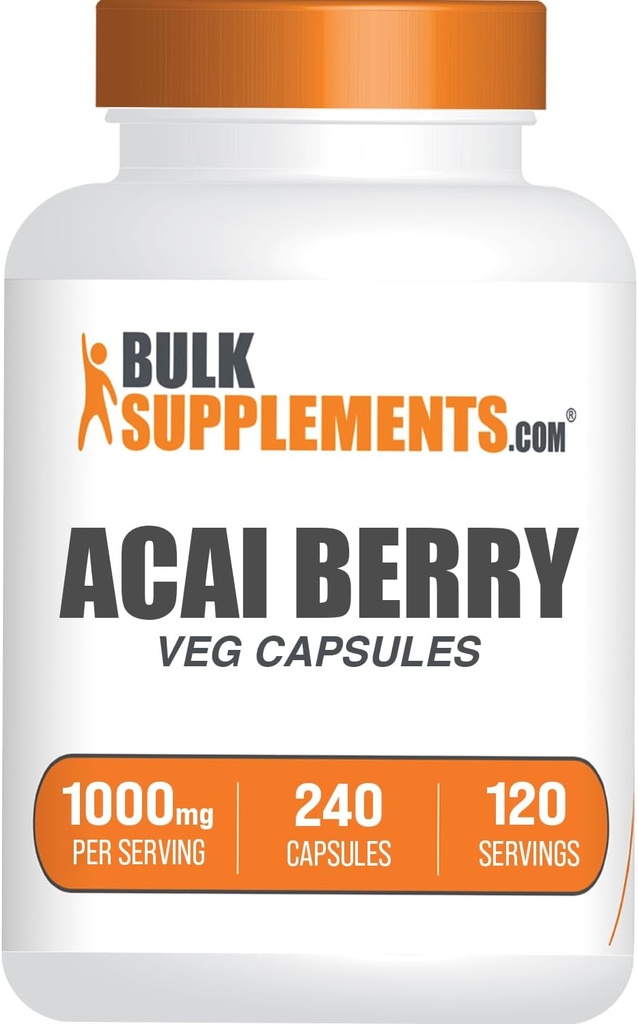 BulkSupplements.com アサイベリーカプセル - アサイベリーサプリメント、免疫サポート、アサイベリーエキス1000mg - グルテンフリー、サービングあたり2カプセル、240カウント(パッケージ1)
