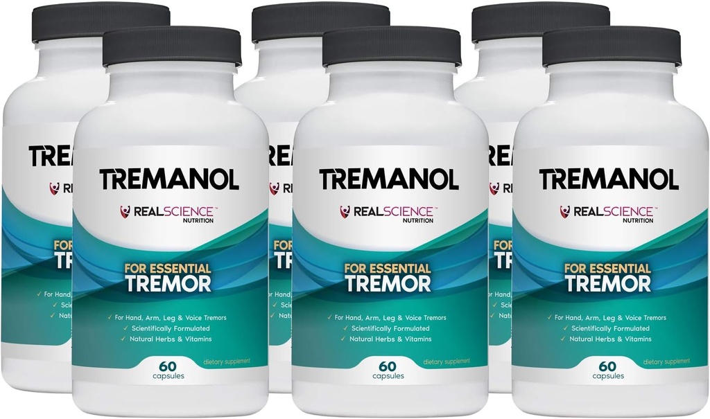 Tremanol – 6のパック - エッセンシャル・トレマーのための自然な援助 - シャーキー・ハンド、腕、足、および声の振戦のための救済を提供