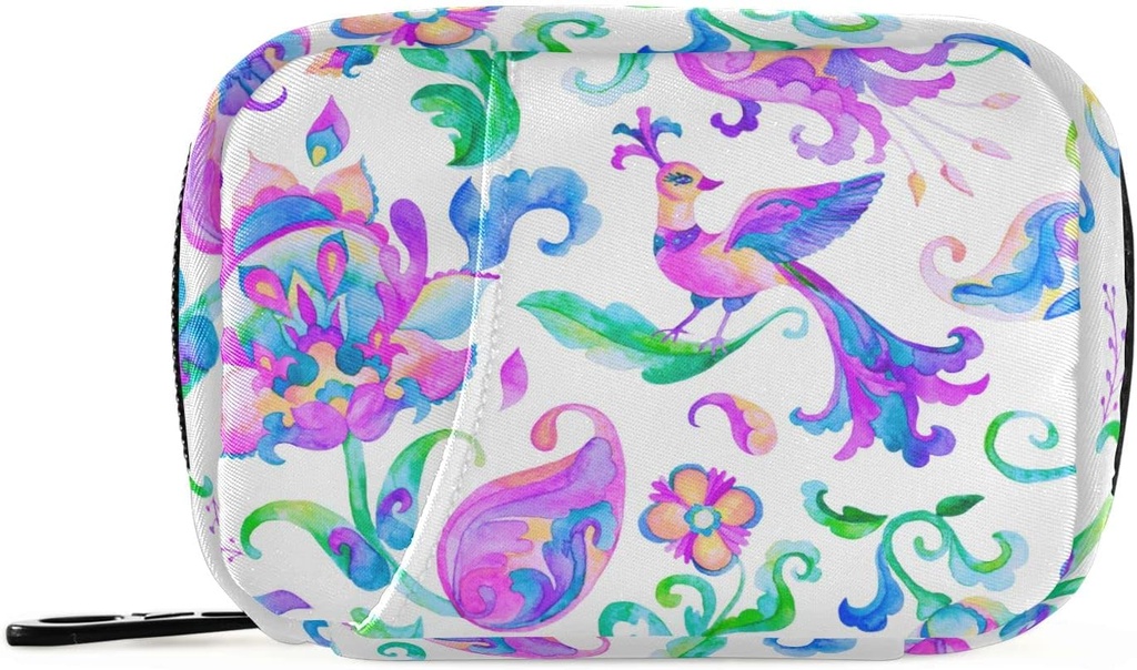 水彩色の鳥のPaisleyの丸薬箱7日の丸薬の箱袋の旅行丸薬のオルガナイザー袋ジッパーのポータブルのウィークリー ケースのビタミンの補足のホールダーのためのコンパクト サイズ