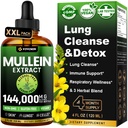 MulleinはLicorice及びAstragalus、Respiratory及び免疫サポート、喫煙者のチンキのための肺のデトックス、肺の清潔のためのMulleinの葉のエキス、砂糖及びアルコールなし、4つのflのozのためのリンの低下します