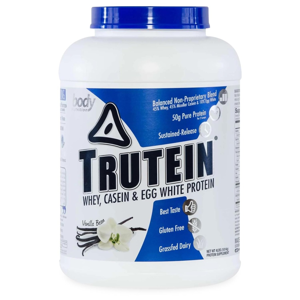 ボディ栄養のTruteinの高い蛋白質の粉:45%のWhey、45%のカゼイン、10%の卵の白い蛋白質のシェイク ミックス、グルテンフリーのナトリウム、人及び女性のための低い炭水化物蛋白質の補足の粉、バニラ豆、4lb