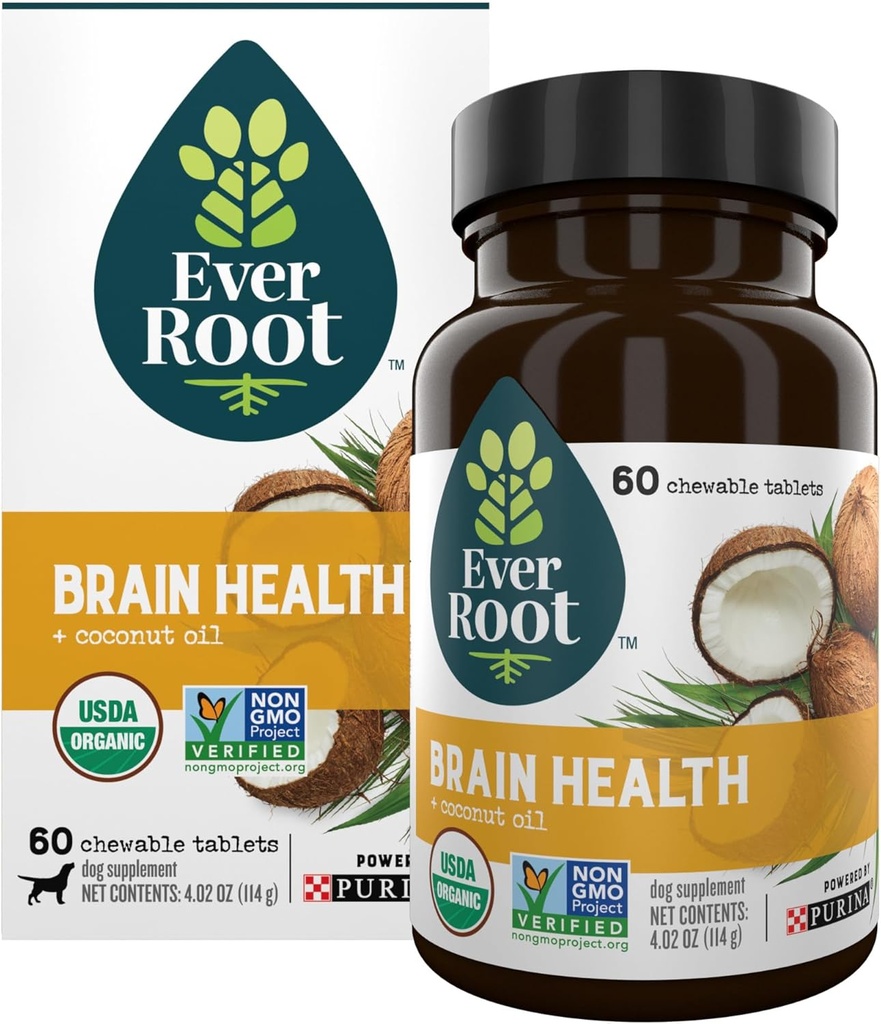 Everroot犬は、Coconutオイル - 4.02 ozとPurina Brain健康咀嚼タブレットによって動力を与えられたサプリメントです。 キャニスター