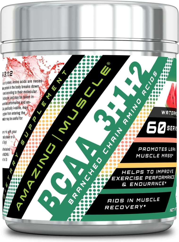 アメイジングマッスルBCAA 3:1:2 サプリメント | 60000 Mg サービング | 60 サービング | ウォーターメロン味