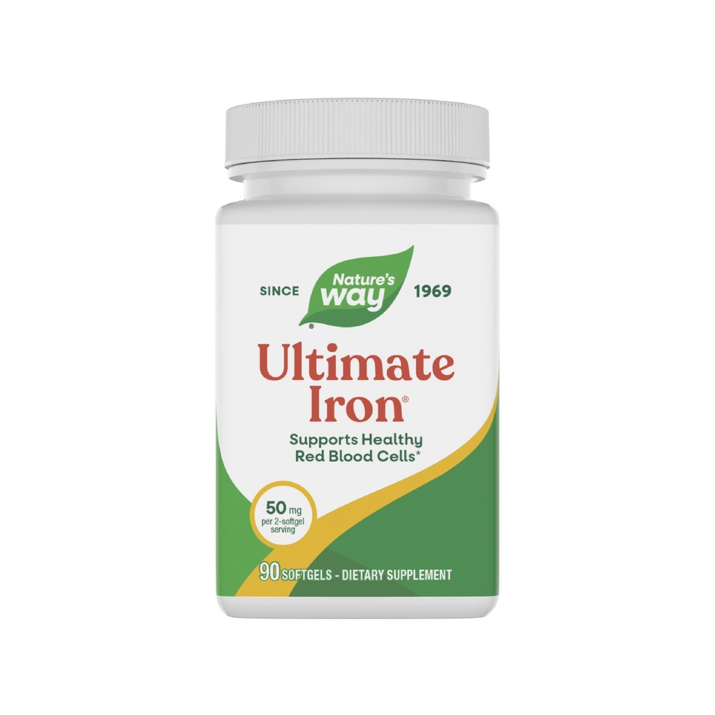 Nature's Way Ultimate Ironは、健康な赤血球、*セルラーエネルギー生産をサポート*、2-Softgelのサービングあたり50mg、グルテンフリー、90 Softgels(パッケージ5月Vary)