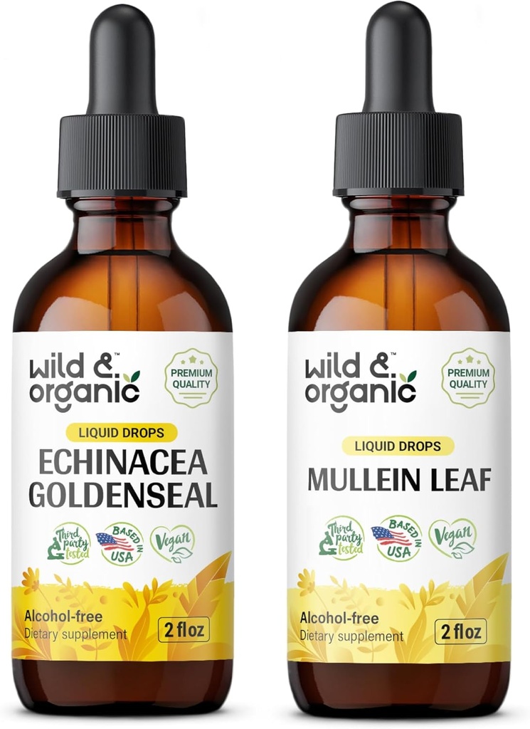 ワイルド&オーガニックEchinaceaゴールデンシールチンチャー2 fl oz & Mullein Tincture 2 fl oz