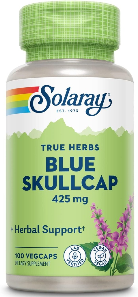 SOLARAY Blue Skullcap 425mg | 全空 | ヘルシーな気分と正常なGABA活動サポート | ヴィーガン | 100 VegCaps