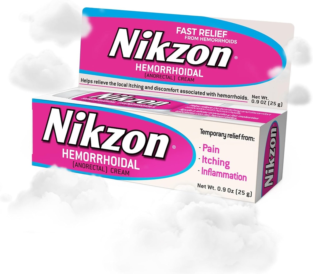 Nikzon Hemorrhoid Cream | Double Effect for Pain & Swelling, Numbs Irritated Anorectal Area, Soothing & Fast-Acting Formula, Dual-Action Hemorrhoid Treatment, 0.9 Oz, 1-Pack