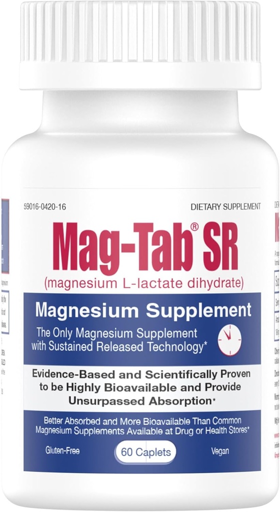 延長解放のマグネシウムは10xよりよい吸収MagタブSR (販売された解放) 60のカウント サポート睡眠、筋肉けいれん、マグネシウムの不足分の健康問題(60)のための配達を乳状にします
