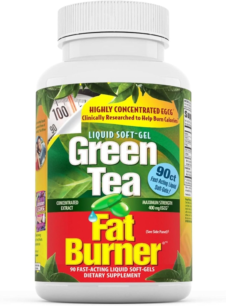 Applied Nutrition Green Tea Fat Burner - 90 Liquid Soft-Gels - Increases Calorie Burning & Supplies Powerful Antioxidants - 45 Total Servings