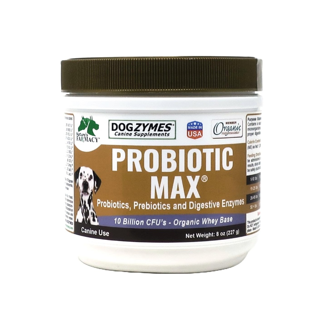 Dogzymes Probiotics Max-10 Billion CFUのプロバイオティクス、プレバイオティクス、消化酵素 - (8オンス)