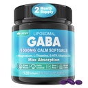 GABAの補足-最適吸収のための1000のmgのLiposomalの形態、L-TheanineのGABA、マグネシウムのGlycinate、カルムのための5HTP、ビタミンD3、弛緩、気分、残りの夜- Melatonin-Free 120 Softgels。
