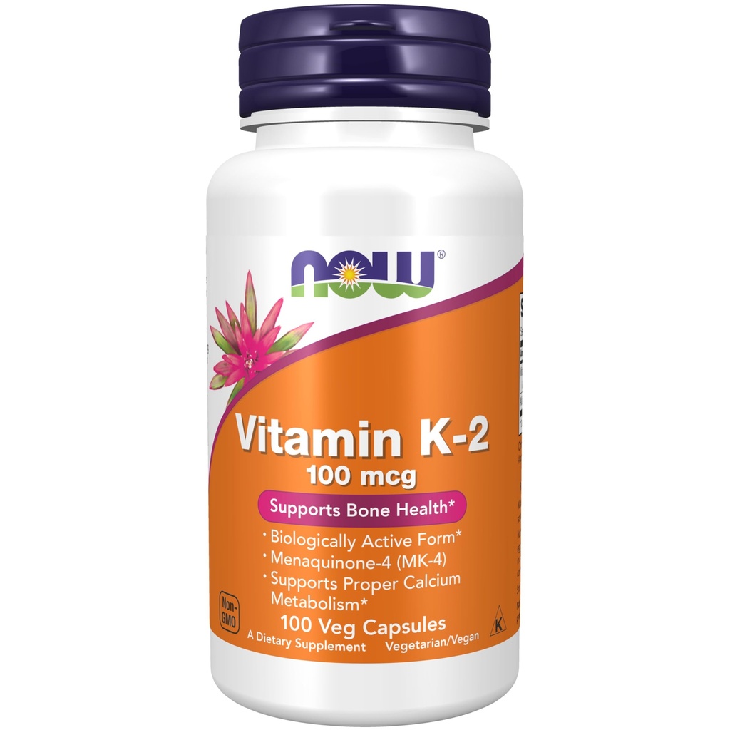 NOWフーズサプリメント、ビタミンK-2 100 mcg、Menaquinone-4(MK-4)、Bone Health*、100 Vegカプセルをサポート