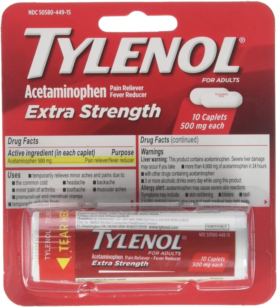 TYLENOLの余分強さの小包10のea (3)のパック