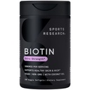 スポーツリサーチ® ビオチン 5,000mcg オーガニックココナッツオイル - ビオチン(ビタミンB7) ヘルシー肌と髪のサポート* - ヴィーガン、非GMO、グルテンフリー - 120 ベジギーソフトジェル