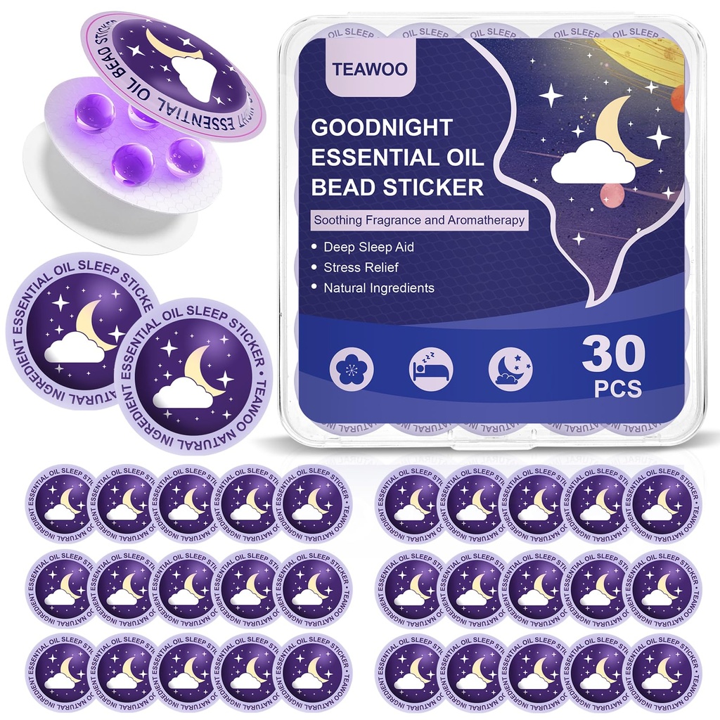 大人と子供のための睡眠パッチ、Goodnight Sleep Oil Bead Sleep Aid Patches(30 PCS、最大120 泊)、100%天然植物成分でSweet Dream Formulaをアップグレード