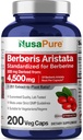 NusaPure Berberine HCI 20:1 抽出物、225 mg 4,500mg - 200 Veggie キャップ - (ベジタリアン、非GMO、ビーガン)