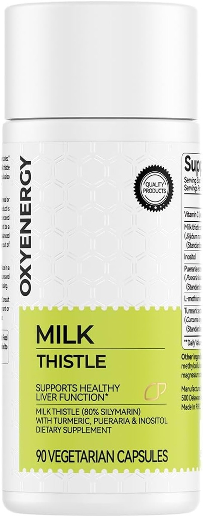OxyEnergy Silymarin Milk Thistle 300mg Extract with Vitamin C, Inositol & Pueraria, Liver Detox & Repair Support, Antioxidant Support, 90 Vegetarian Capsules