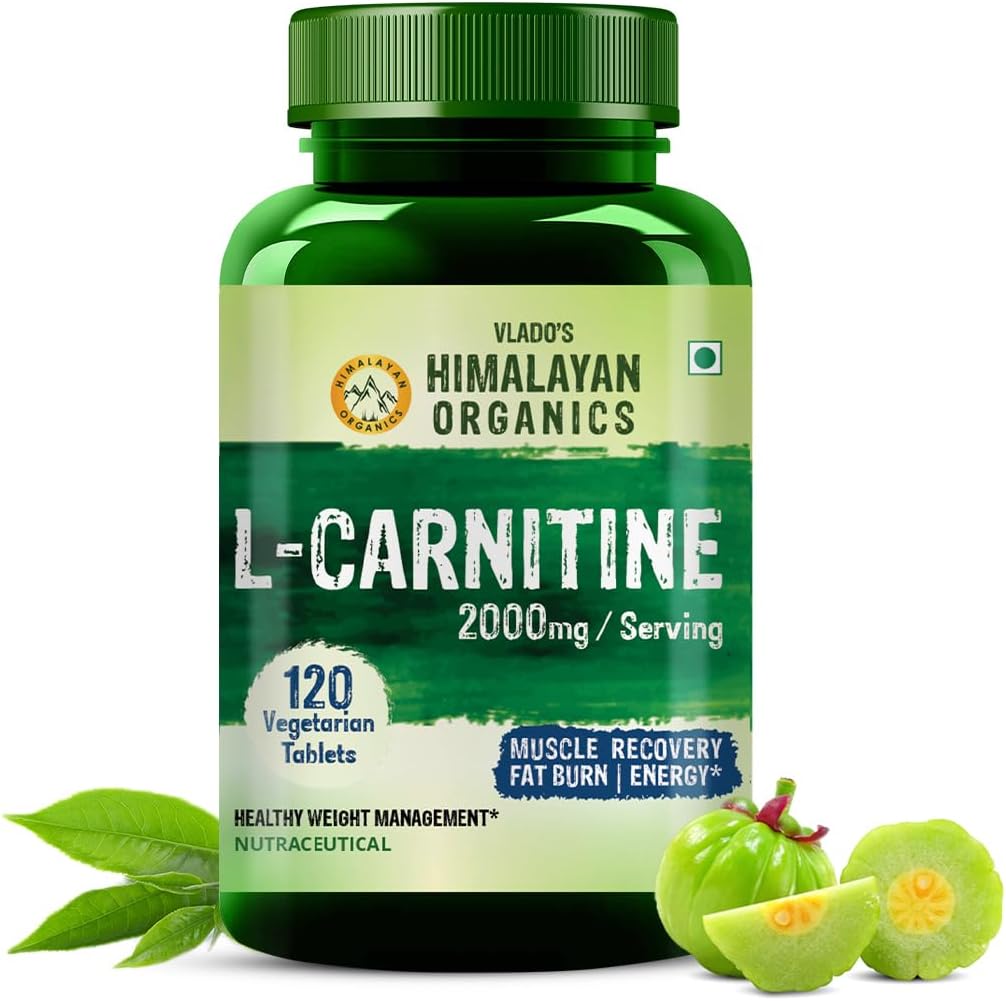 Himalayan Organic L-Carnitine L-Tartrate with Green Tea Extract 2000 Mg | 健康的な体重管理 | 筋肉の回復、ブーストのエネルギー、持久力、脂肪燃焼をサポート -120 ベジタリアンタブレット