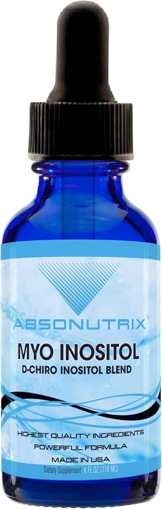 Absonutrix Myo Inositol & D-Chiro Inositol Blend 590 mg, 4 Fl Oz Drops, 200 Potentサービング, Bioavailability, クイック吸収, GMP認証, 非GMO, Cruelty-Free, 米国製
