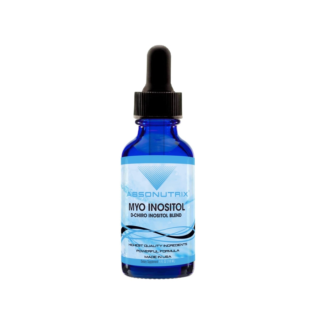 Absonutrix Myo Inositol & D-Chiro Inositol Blend 590 mg, 4 Fl Oz Drops, 200 Potentサービング, Bioavailability, クイック吸収, GMP認証, 非GMO, Cruelty-Free, 米国製