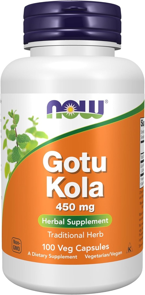 NOW食品サプリメント、Gotu Kola(Centella asiatica) 450mg、ハーブサプリメント、100ベジーカプセル