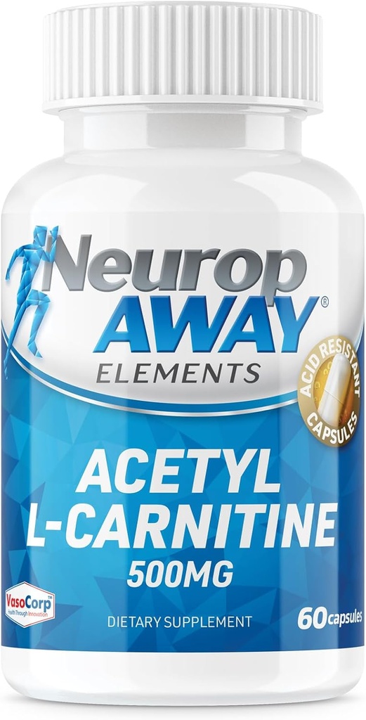 NeuropAWAY Elements Acetyl L-Carnitine 500mg 60ct カプセル(60 500mg カプセル/ボトル) ベジギーキャップ 米国で作られた第三者テスト