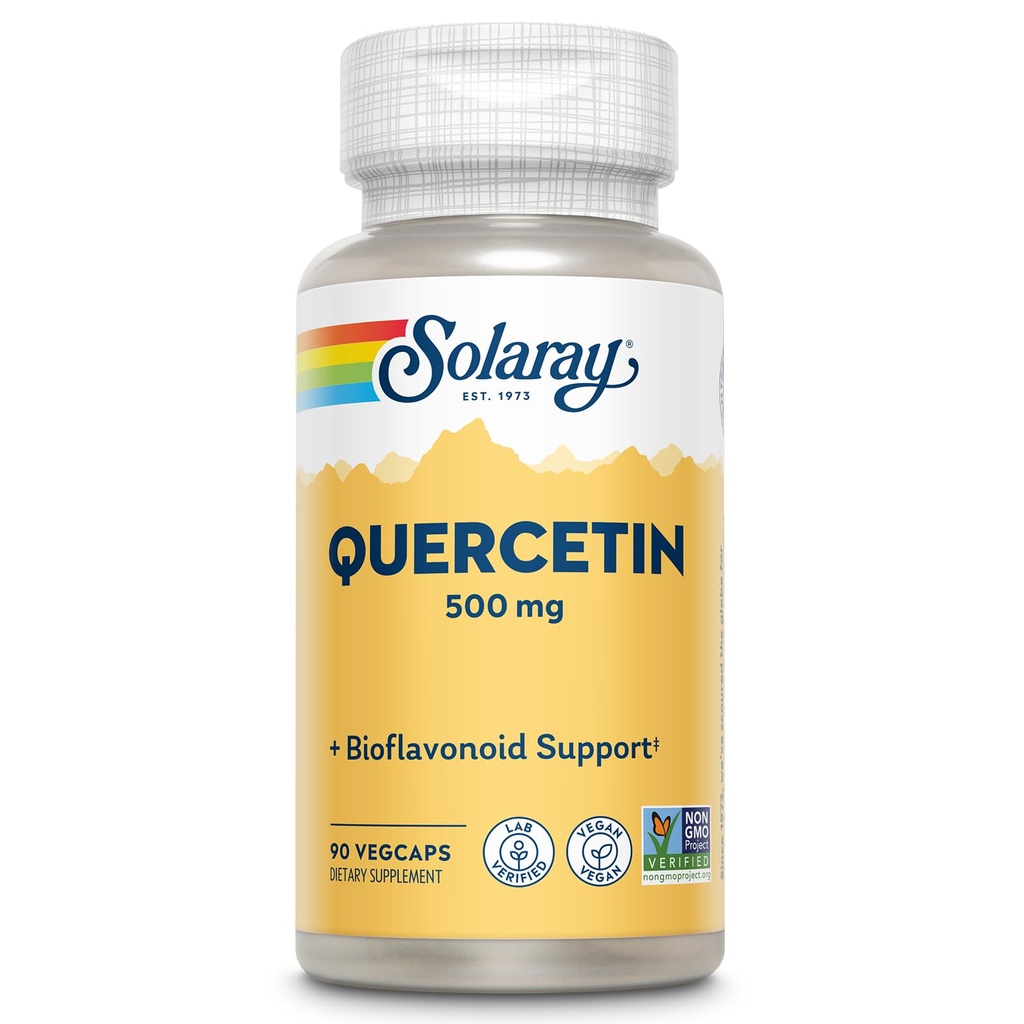 SOLARAY Quercetin 500mg、Sinus、Respiratory、免疫機能及びノーマル、健康な尿酸レベル、90 VegCapsを支えて下さい