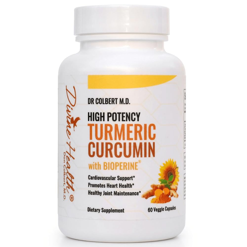 ダイvine Health Dr. Colbert、MD ハイポテンシカル クルクミン with BioPerine (ブラックペッパー 吸収用) 500mg ターメリック エキス 95% クルクミノids & 150mg 全ルート ターメリック | 60 カプセル