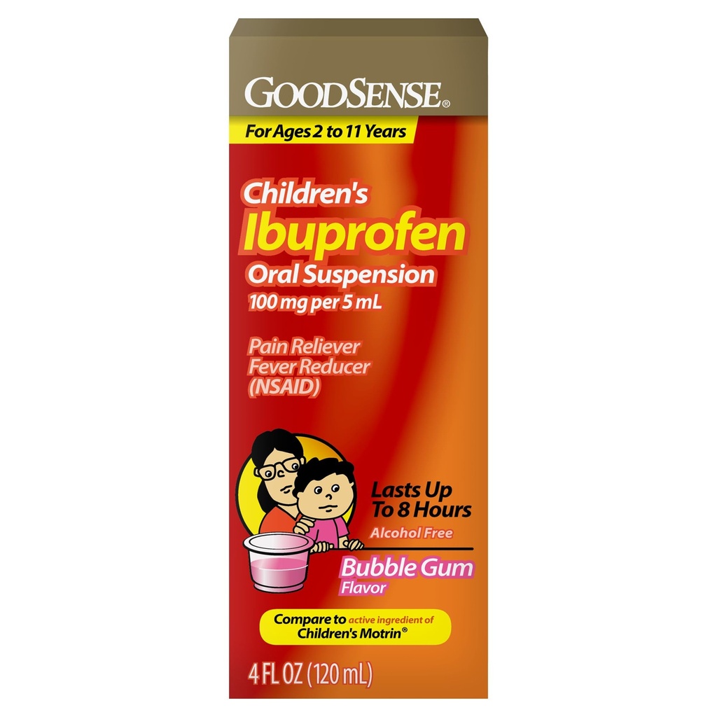 GoodSenseの子供のIbuprofenの口頭懸濁液、5つのmLごとの100のmg、痛みのReliever及びFeverの減力剤、泡のガムの味