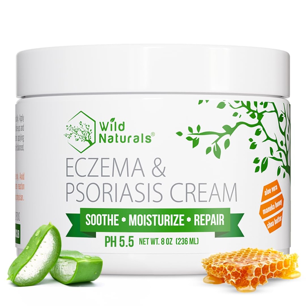 野生の自然湿疹 & 乾燥のための乾癬クリーム, かゆみ肌 – 大人のための湿疹の救済 – マヌカハニーと保湿クリーム - 手と顔のための蜂蜜のローションを保湿