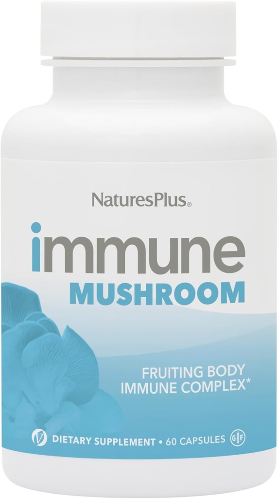 Natures Plus Immune Mushroom - 60 Capsules - Fruiting Body Immune Complex - from Seven Different Mushrooms - Delivers Key Micronutrients - Vegan, Gluten Free - 30 Servings