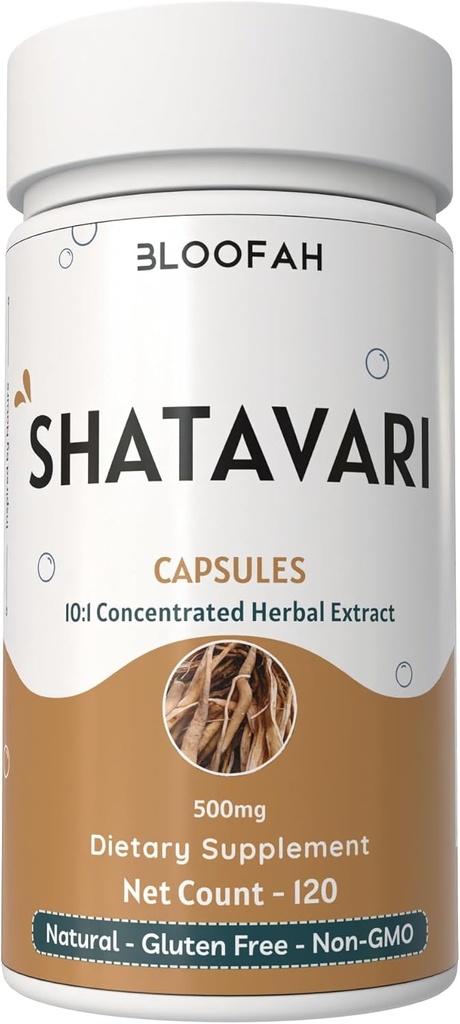 Shatavari カプセル 500mg | 集中10:1 エキス | アスパラガス ルート ハーブ サプリメント | 非GMO、グルテンフリー、伝統的なハーブ フォーミュラ (1個入)