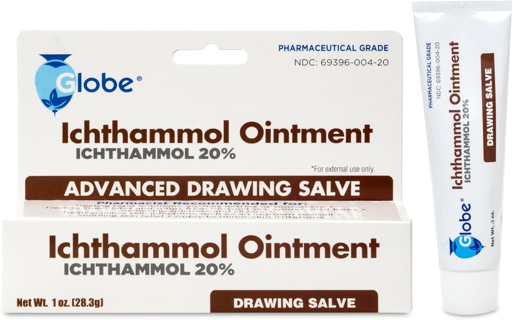 Globe Ichthammol軟膏20%(Salveを引く)1 OZ - 皮膚の救済、Eczema、アクネ、気孔、Splinters、蜂の刺身の治療 - 最大強度