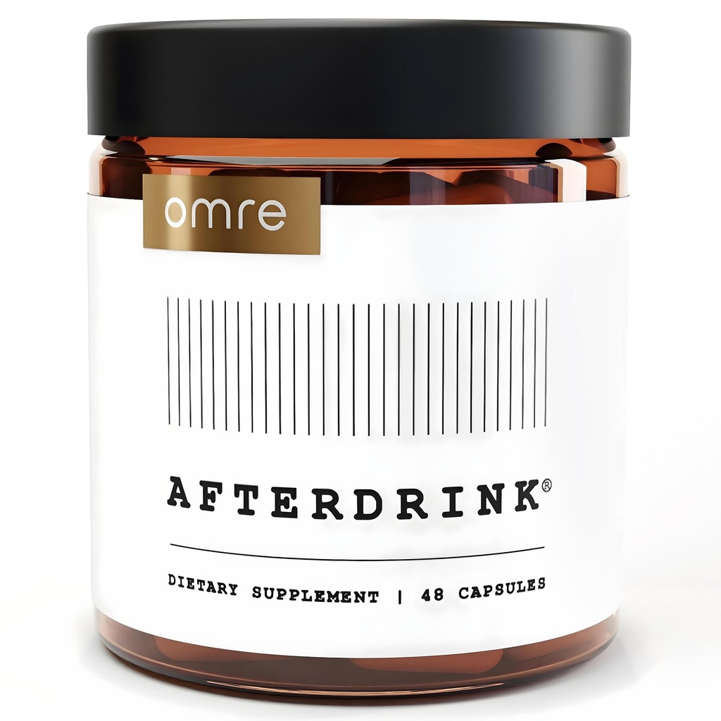 omre AfterDrinkは、ミルクアザミ、DHM、ビタミンB、ジンジャー&ハーブエキスでピルを復元 - より良い朝のための肝臓サポートとプレ&ポストドリンクサプリメント - アメリカ製(48キャップ)