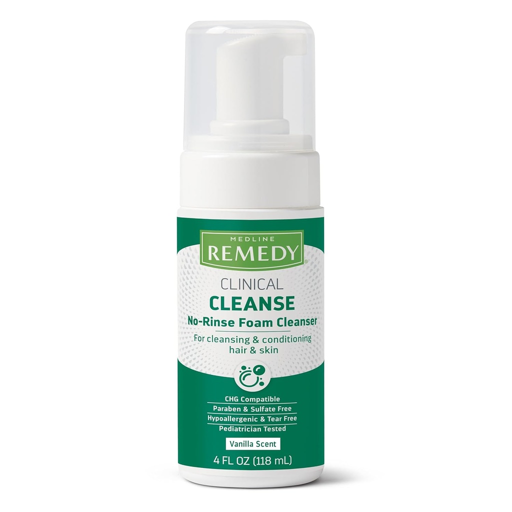 Medline Remedy の臨床鼻の泡の洗剤、バニラのにおい (4 の fl oz) - 敏感な皮、顔、毛およびすべての年齢のためのシャンプーおよびボディ洗浄を、パラベンおよび硫酸塩放して下さい