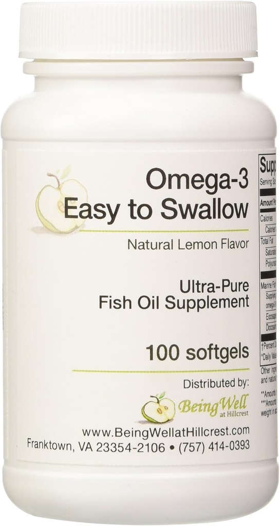 Omega-3「飲みやすい」超純魚油の補足の自然なレモン味100のSoftgels