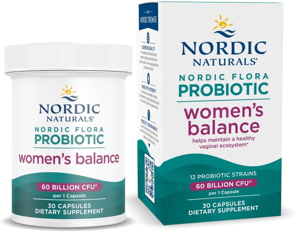 Nordic Naturals Nordic Flora Probiotic Women's Balance - 30カプセル - 60億文化の12プロバイオティックストレイン - 腸内サポート、腟の健康 - 完全菜食主義者 - 30サービング