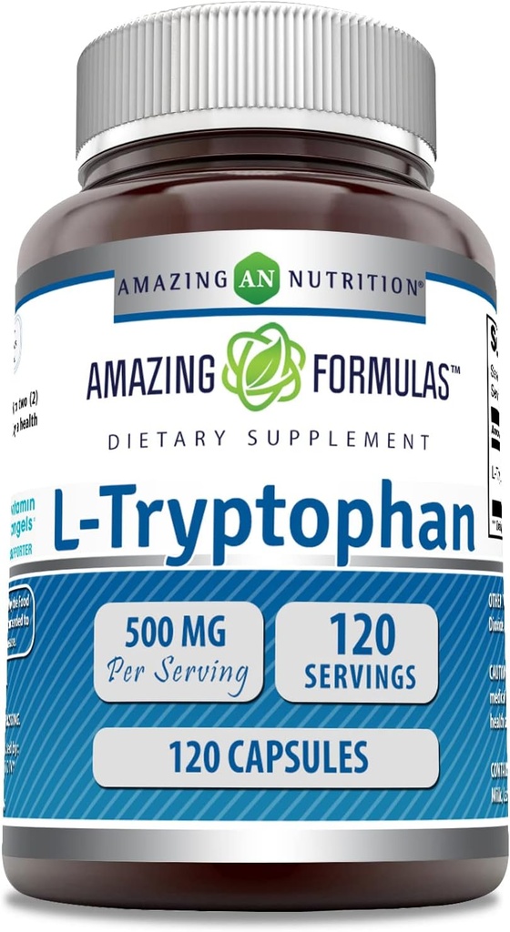 アメイジングフォーミュラ L-Tryptophan アミノ酸サプリメント | 500 Mg / サービング | カプセル | ノンGMO | グルテンフリー | アメリカ製(1パック | 120 カウント)