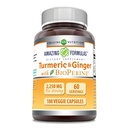 アメイジングフォーミュラ ターメリック クルクミン&ジンジャー with BioPerine 2250 mg per サービングベギーカプセル | Non-GMO | グルテンフリー | アメリカ製 | ベジタリアン向け(180 カウント)